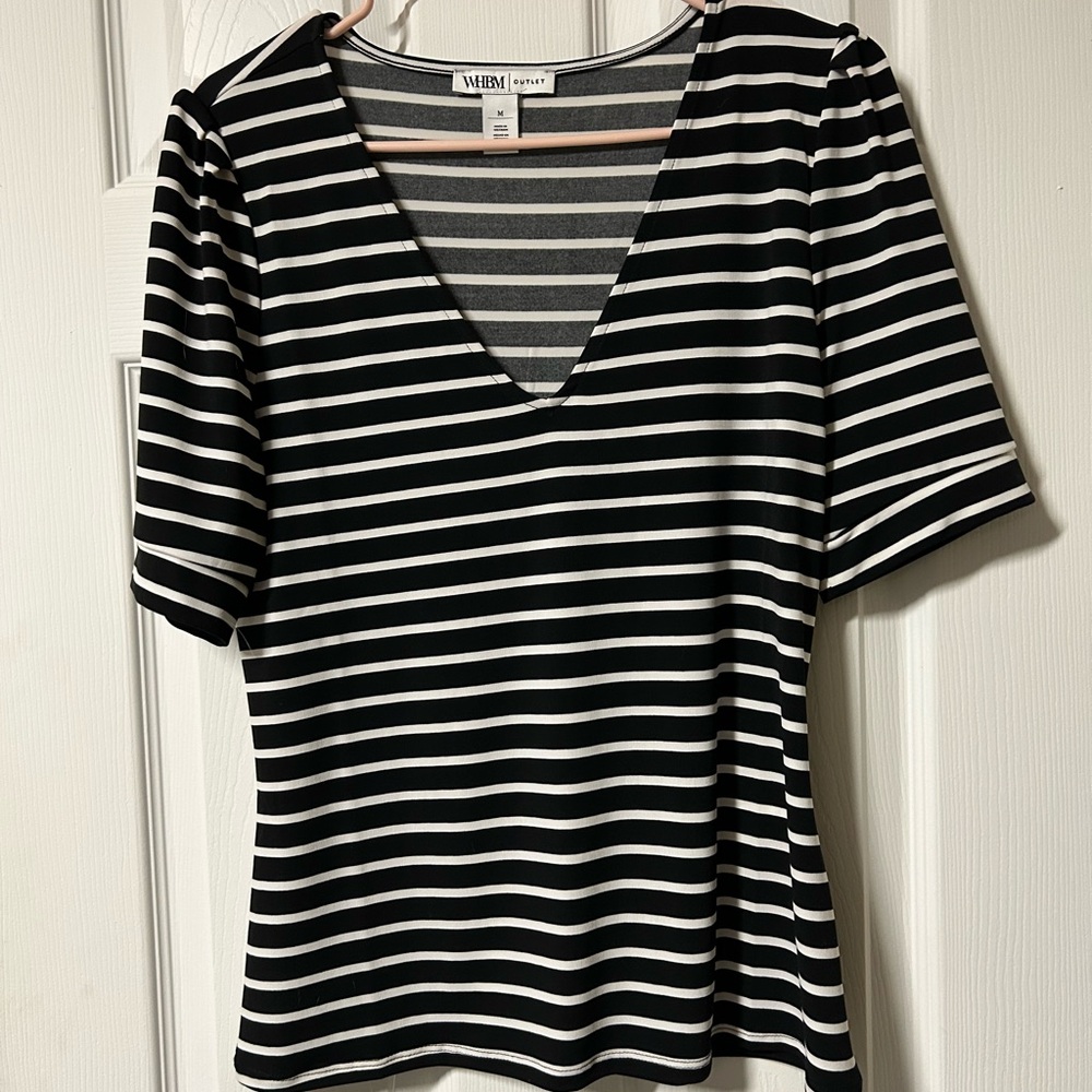 White House Black Market Striped Short Sleeve Top